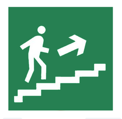 Знак Напрямок до евакуаційного виходу сходами вгору направо