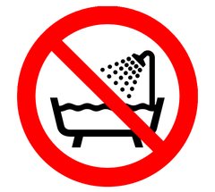 Знак Не використовувати цей пристрій у ванній