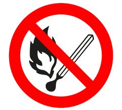Знак Запрещается пользоваться открытым огнем