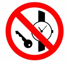 Знак Заборона металевих виробів та годинників