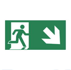 Знак Напрямок до евакуаційного виходу направо вниз