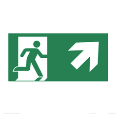 Знак Напрямок до евакуаційного виходу направо вгору
