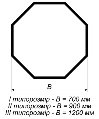 Дорожний знак восьмикутник відповідно до ДСТУ 4100:2021, Тимчасова (3 роки), Метал 0.8 мм, 1 типорозмір